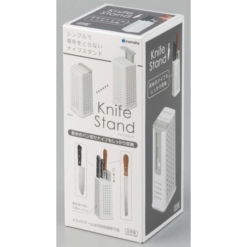 Inomata Chemical (Inomata-k) Knife Stand, White, Approx. 9.2cm Wide x 9.2cm Deep x 21.5cm High, 0400