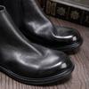 Ботинки «Челси» в британском стиле, мужские туфли из коровьей кожи на платформе, высокие, с одной педалью, короткие, с круглым носком, кожаные, дышащие