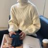 Женский свитер крупной вязки с высоким воротником: Корейский стиль, Универсальный, Модный пуловер на осень/зиму