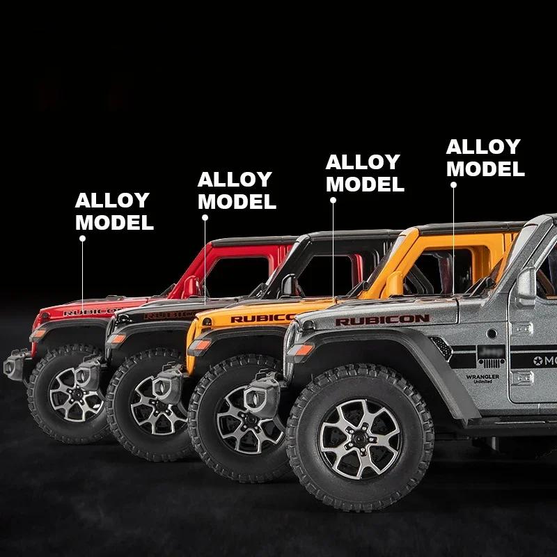1/22 Джипы Wrangler Rubicon Модель из сплава Игрушка Литые из металла Оттягивающиеся Звук и свет Игрушечные машинки для детей Транспортное средство