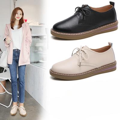 Женские туфли в британском стиле, одинарные туфли, женские повседневные туфли из коровьей кожи, универсальные женские рабочие туфли