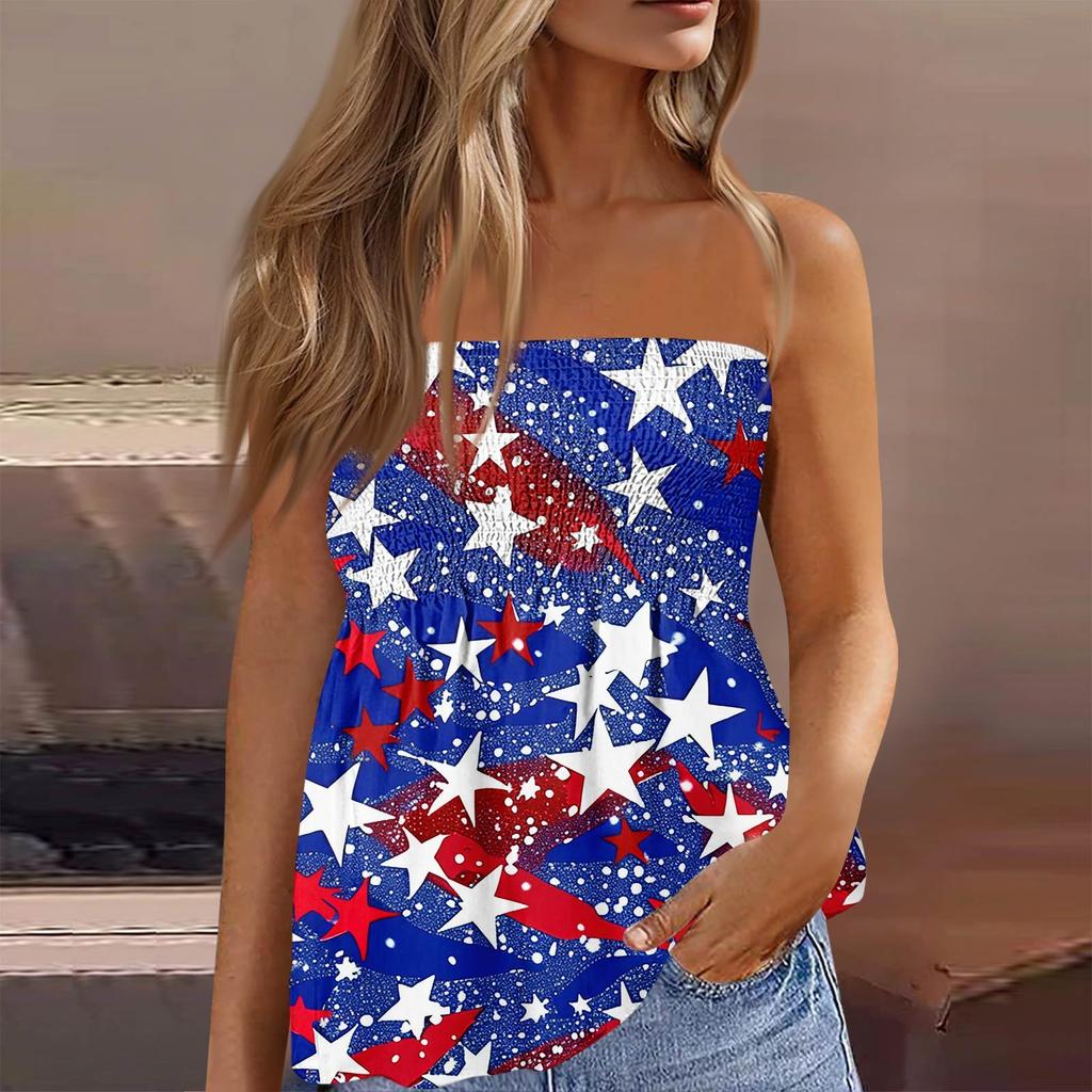 Летние топы-трубы для женщин, милая сексуальная футболка без рукавов с принтом на открытых плечах