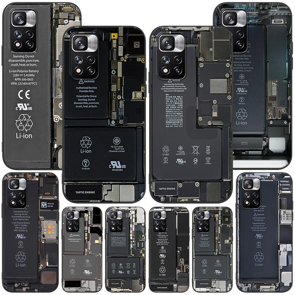 Motherboard Circuit Board Case for Xiaomi Redmi Note 9S 9 11 10 8 Pro 9C 9 K40 9A 7 8T 7A 9T Soft Silicone Black Phone Cover