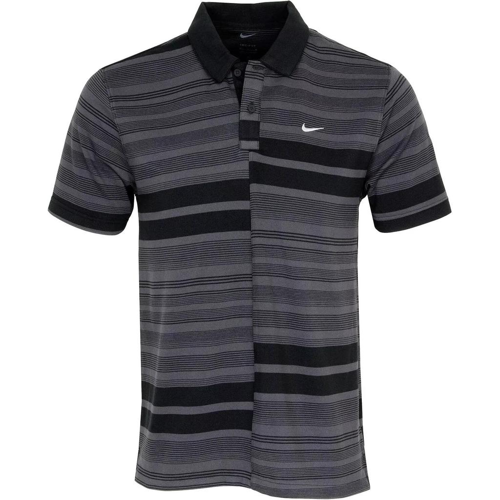Nike Dri-Fit Unscripted Striped Logo Short Sleeve Polo Men Tops Black DV7906-010