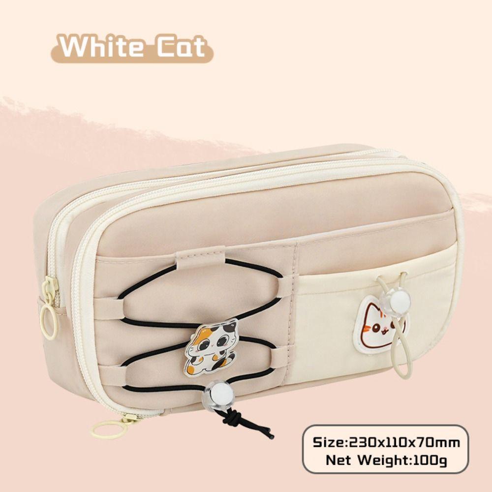 Black Cat Pen Bag Multi-layer Stationery Bag Cartoon Stationery Organizer Student Gift