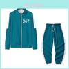 Squid Game Casual Youth Sweatshirt Set With Stand Collar And Zipper For Fall Sports Wear