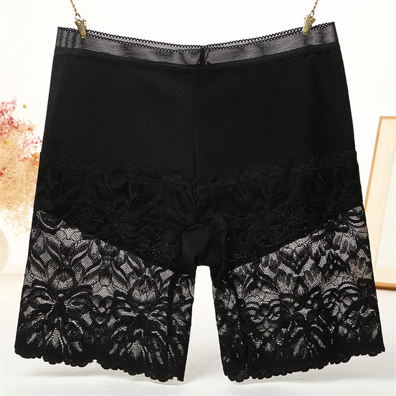 Seamless High Waist Shorts Under Skirt Plus Size Sexy Lace Anti Chafing Safety Short Pants Women Underwear Panties KTB