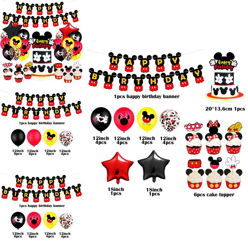 Микки Маус Минни Детские Принадлежности для Дня Рождения Декор Воздушный Шар Баннер и Набор Посуды