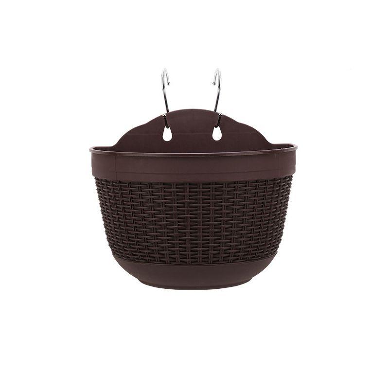 Креативное полукруглое смоляное кашпо для подвешивания на стену с имитацией ротанга для декора сада