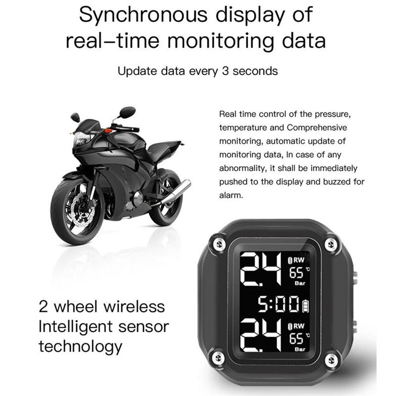 M5 Мотоциклетная TPMS Беспроводная Мотоциклетная Система Контроля Давления в Шинах с 2 Внешними Датчиками 5 Способов Оповещения