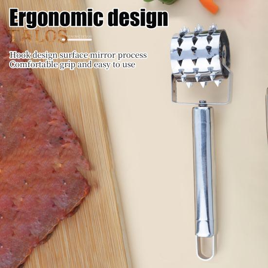 Тендерайзер для мяса, роликовый молоток, лезвие из нержавеющей стали, вращающаяся ручка, кухонный инструмент для стейка, курицы, свинины, говядины, пиццы