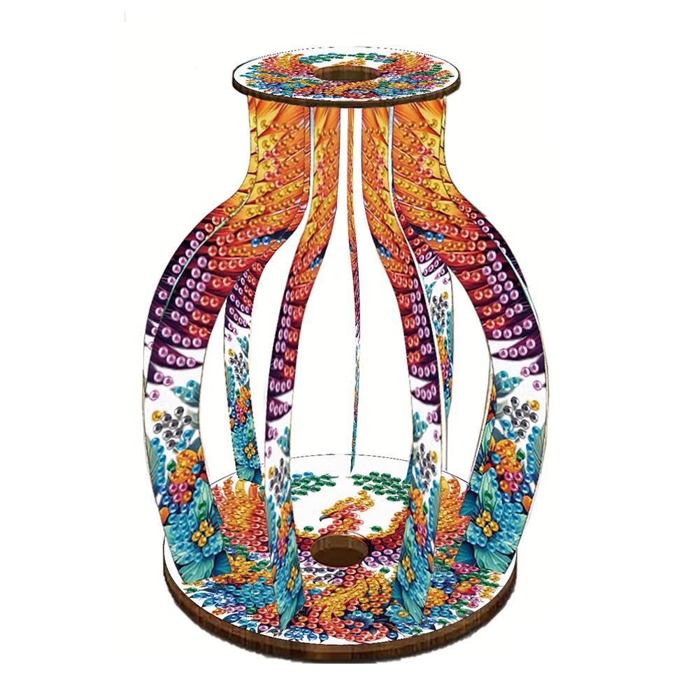 Diamond Art Kits Decorative Vase Wooden 3D Crystal Mosaic Craft Tabletop Decoration Diamond Painting Kit for Adults