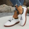 2024 Spring New Handmade Sewing Women's Singles Shoes, Mom's Shoes, Lace Up Round Head Soft Soled Shoes, Large Breathable Board Shoes