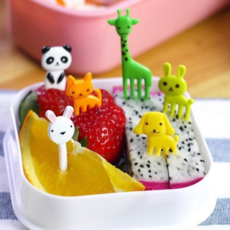 10pcs Bento Kawaii Animal Food Fruit Picks Forks Lunch Box Accessory Decor Tool