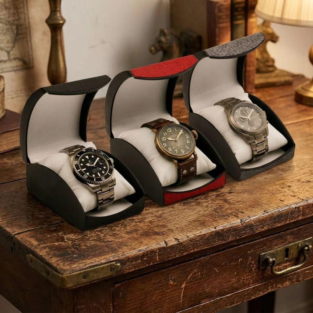 Vintage Leather Watch Display Box Single Watch Wristwatches Box Luxury Watch Case Travel Use