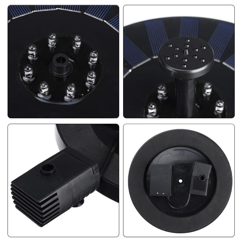 Многотипные солнечные фонтаны-купальни для птиц с 6 цветными светодиодами, 7 насадок, защита от перегрева, солнечный водяной насос