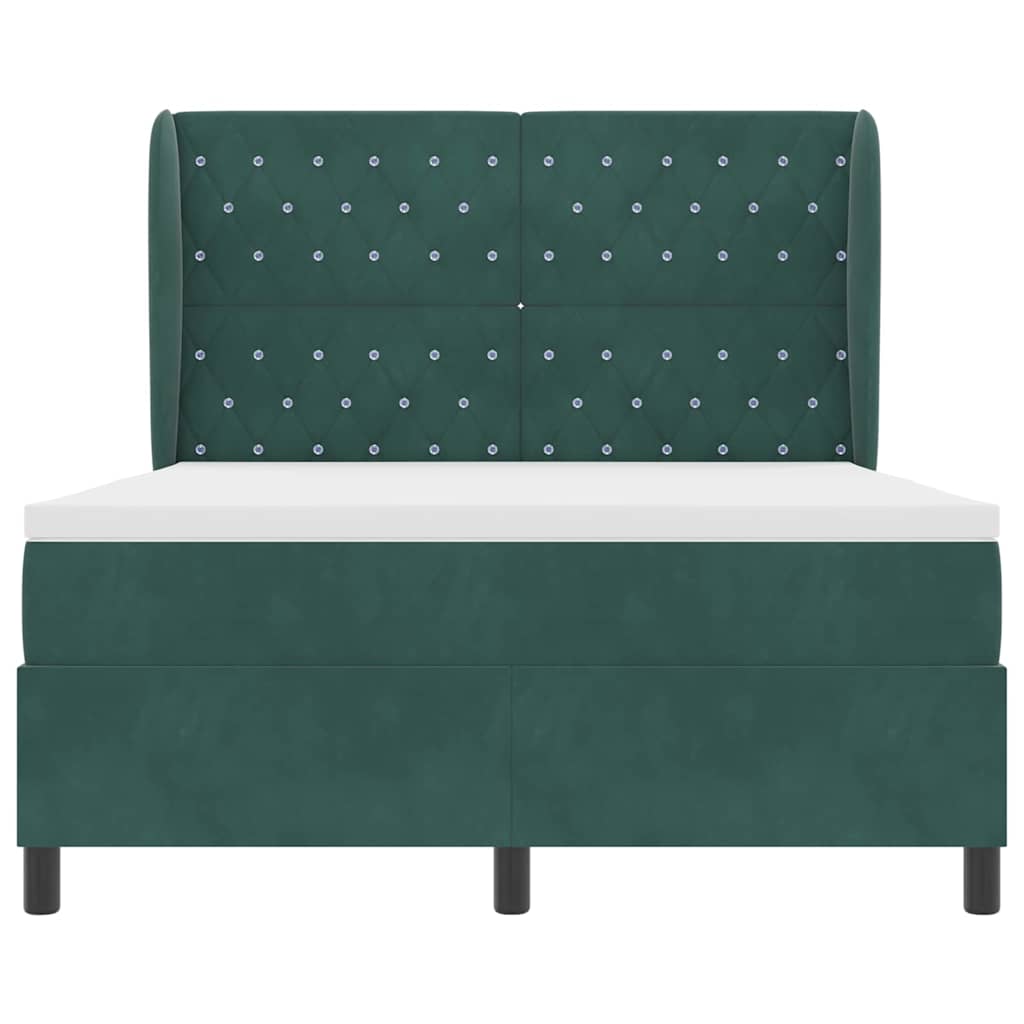 Boxspring Bed with Headboard Dark Green 140 x 200 cm Velvet