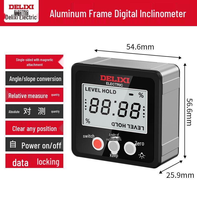 Delixi High-Precision Digital Laser Inclinometer with Magnetic Slope Measurement