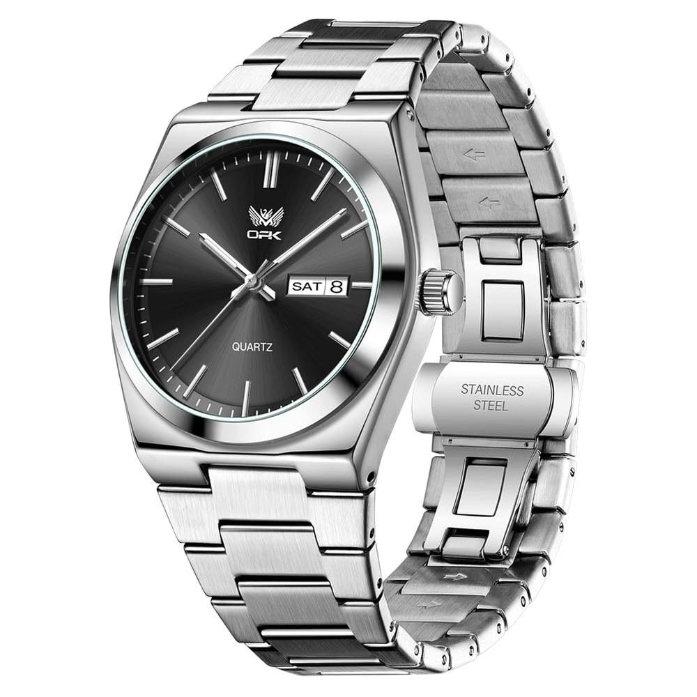 OPK Men's Wristwatch Waterproof Stainless Steel Date Casual Business Lightweight Comfortable Black