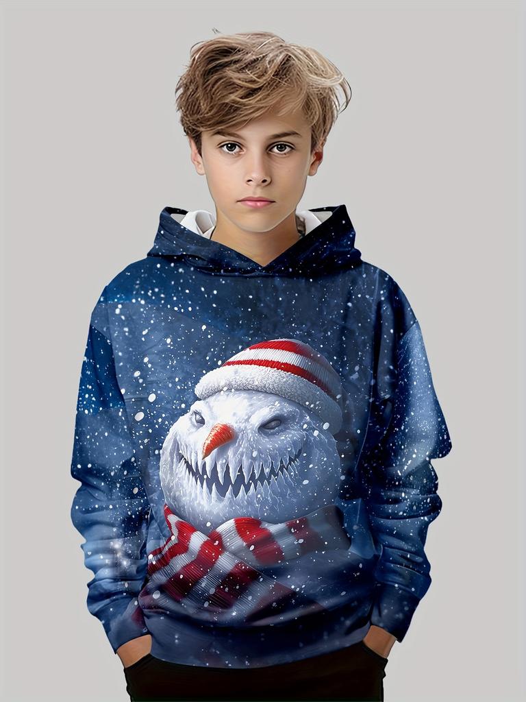 Kids Clothes Boys Hoodies Long Sleeve 3D Christmas Print Festive Atmosphere Girl Clothes Kids Spring Fall Clothes Boys Clothing
