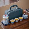 Portable Camping Express Cup Ceramic One Pot Three Cups Business National Tide Flower Tea Set Outdoor Souvenir