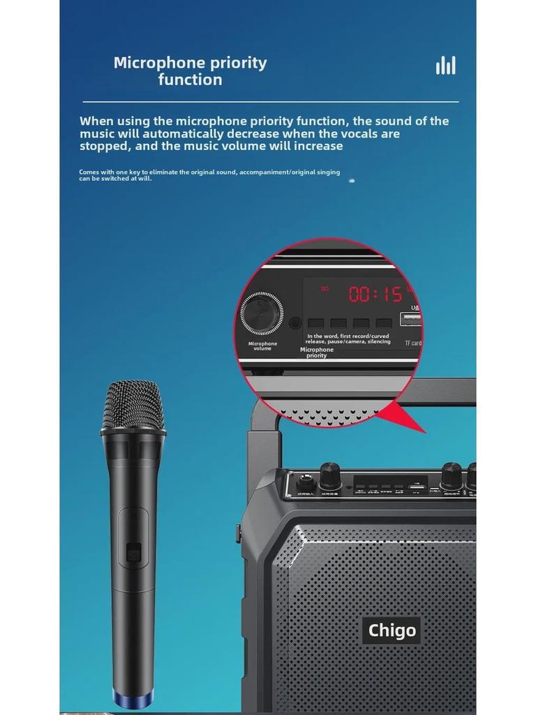 Портативная Bluetooth-колонка с микрофоном для танцев на открытом воздухе, караоке и громкого использования