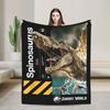 Jurassic T-Rex Grid World Blanket Flannel Spring/Autumn Logo Breathable Lightweight Throw Blankets for Travel Bedroom Quilt