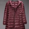 Spring and Autumn Hooded Down Jacket Plus Size Thin Slim Fit Mid-length Women's Jacket S-7XL Women