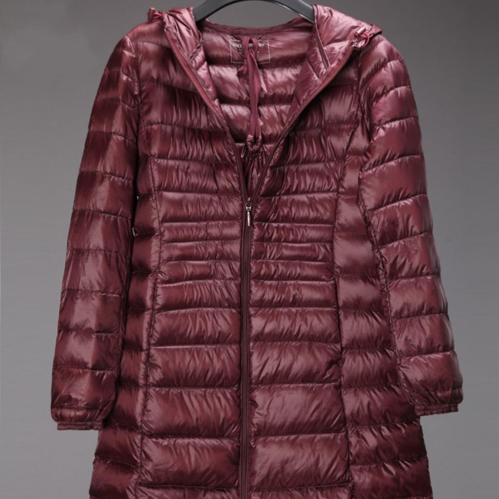 Spring and Autumn Hooded Down Jacket Plus Size Thin Slim Fit Mid-length Women's Jacket S-7XL Women