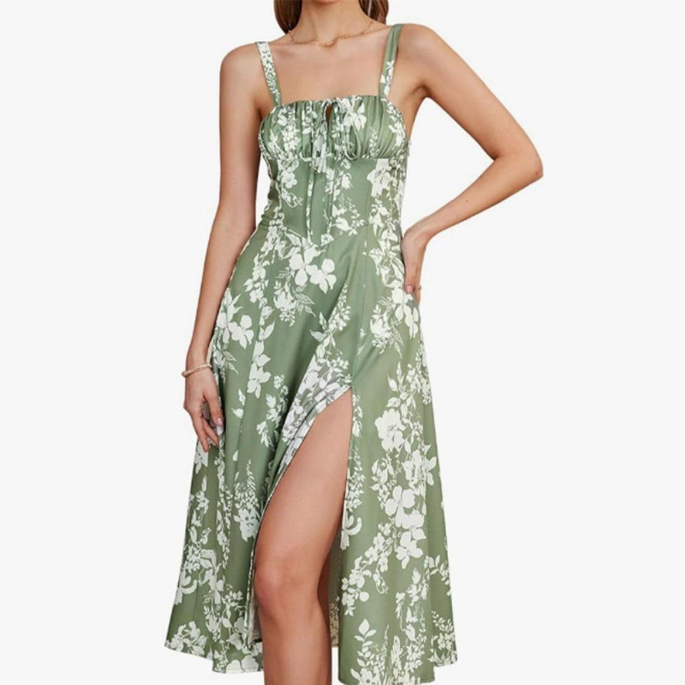 Summer Sweet Solid Sleeveless Long Dress Women Fashion Bandage Camisole Dresses Padded Boned Robe Elegant Party Vestidos