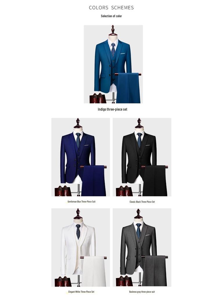 Мужской деловой повседневный красный костюм-тройка 2024 - QT3002-533