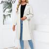 BITCED Spring/Autumn Women's Trench Coat - Long, Loose-Fit Jacket In PU Leather Classic Women's Collared Coat with Belt