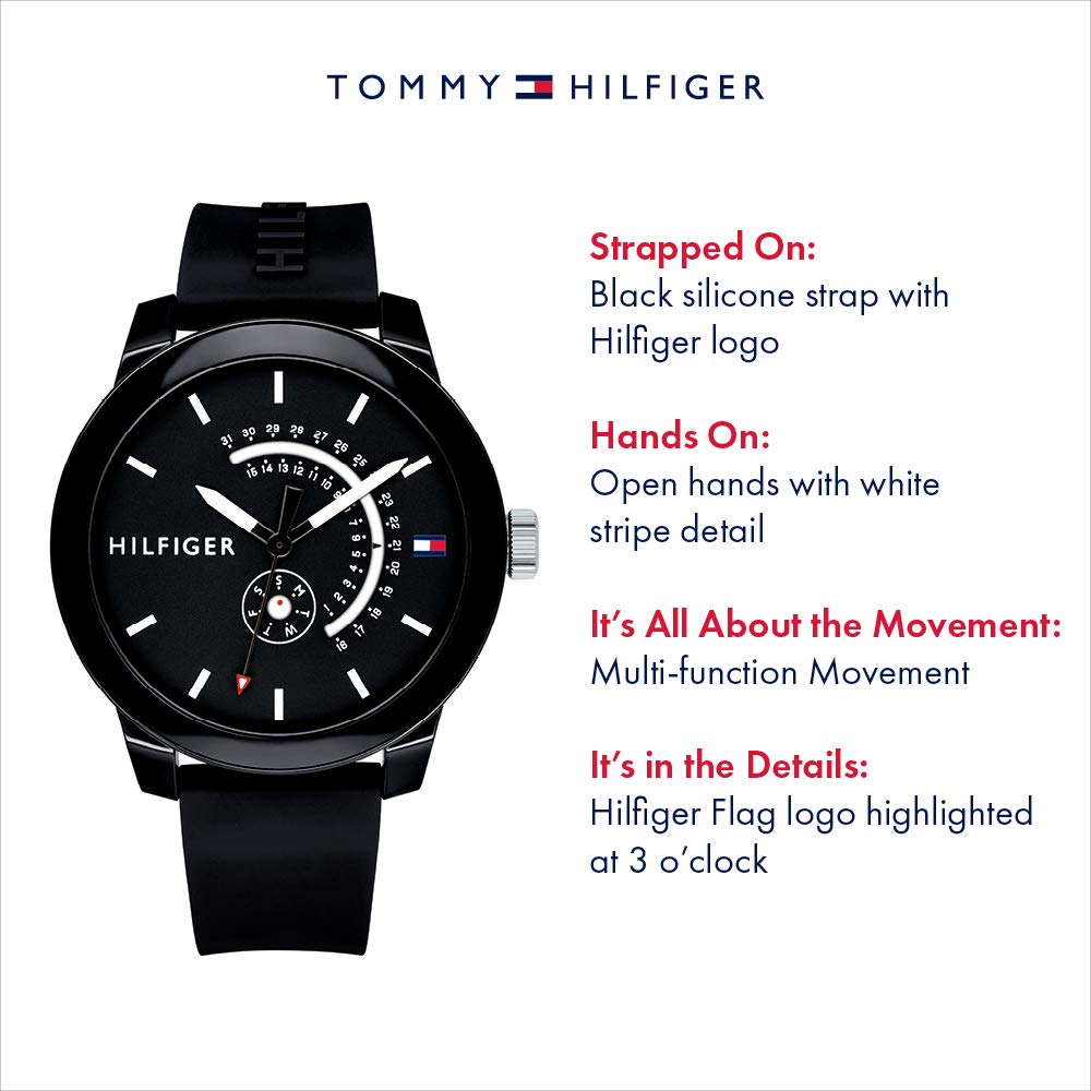 TOMY Hilfiger Мужские Аналоговые Повседневные Кварцевые TOMY Hilfiger Деним Черный