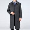 Кашемировое пальто для мужчин, шерстяное пальто для людей среднего возраста, зимняя шерстяная ветровка длиной до колена, высококачественный толстый теплый верх