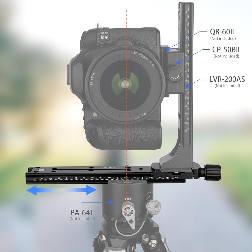 Haoge 200mm Nodal Slide Double Dovetail Focus Rail Plate with Metal Quick Release Clamp, 70mm Plate, for Camera Panorama Close-up Macro Photography, A