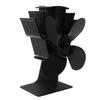 Heat Powered Fireplace Fan 4 Blades Aluminum Alloy Stove Fan High Temperature Proof Black Eco