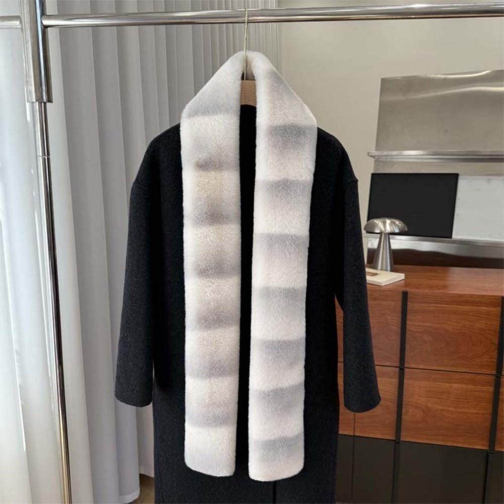 Thick Striped Fur Scarf Faux Fleece Neckwear Contrast Color Shawl Contrast Tippet Night Out