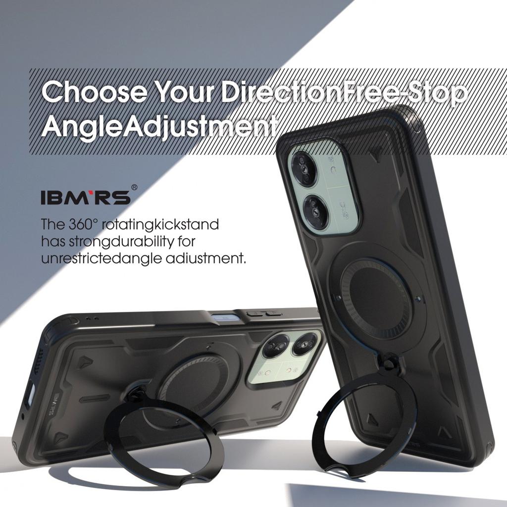 For Redmi 13C 4G Phone Case Magnetic Shockproof with Stand & Lanyard [IBMRS Compatible] Heavy Duty Cover