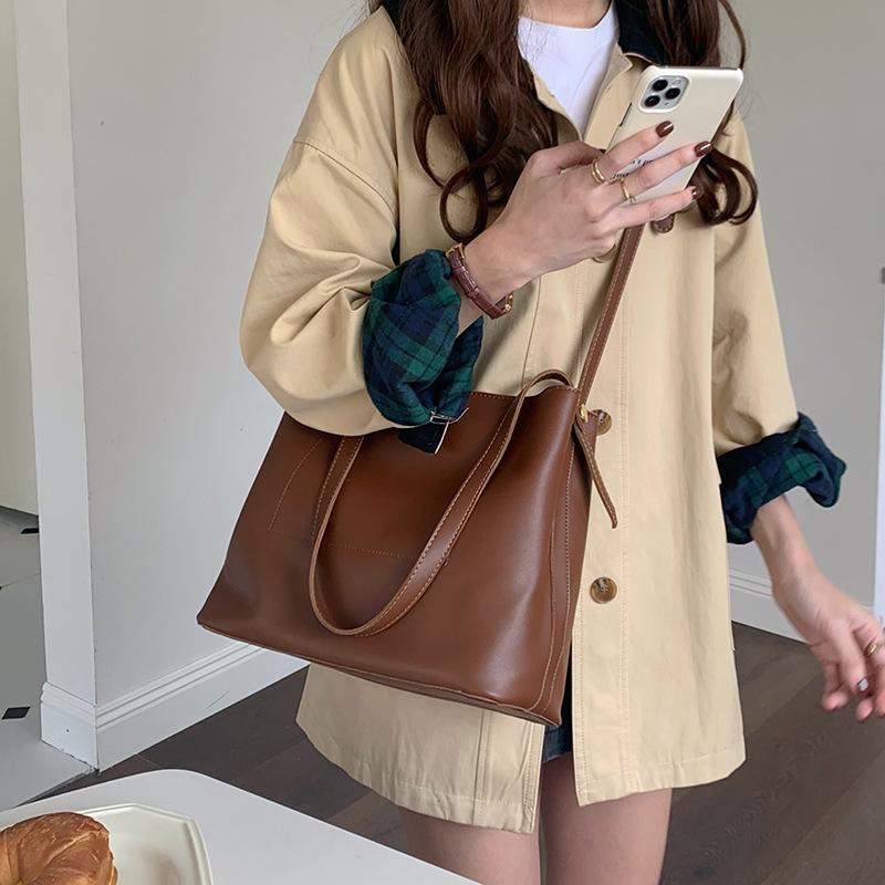 Универсальная сумка большой вместимости женская новая модная сумка-ведро в стиле ретро на плечо, сумка-мессенджер, сумка-тоут