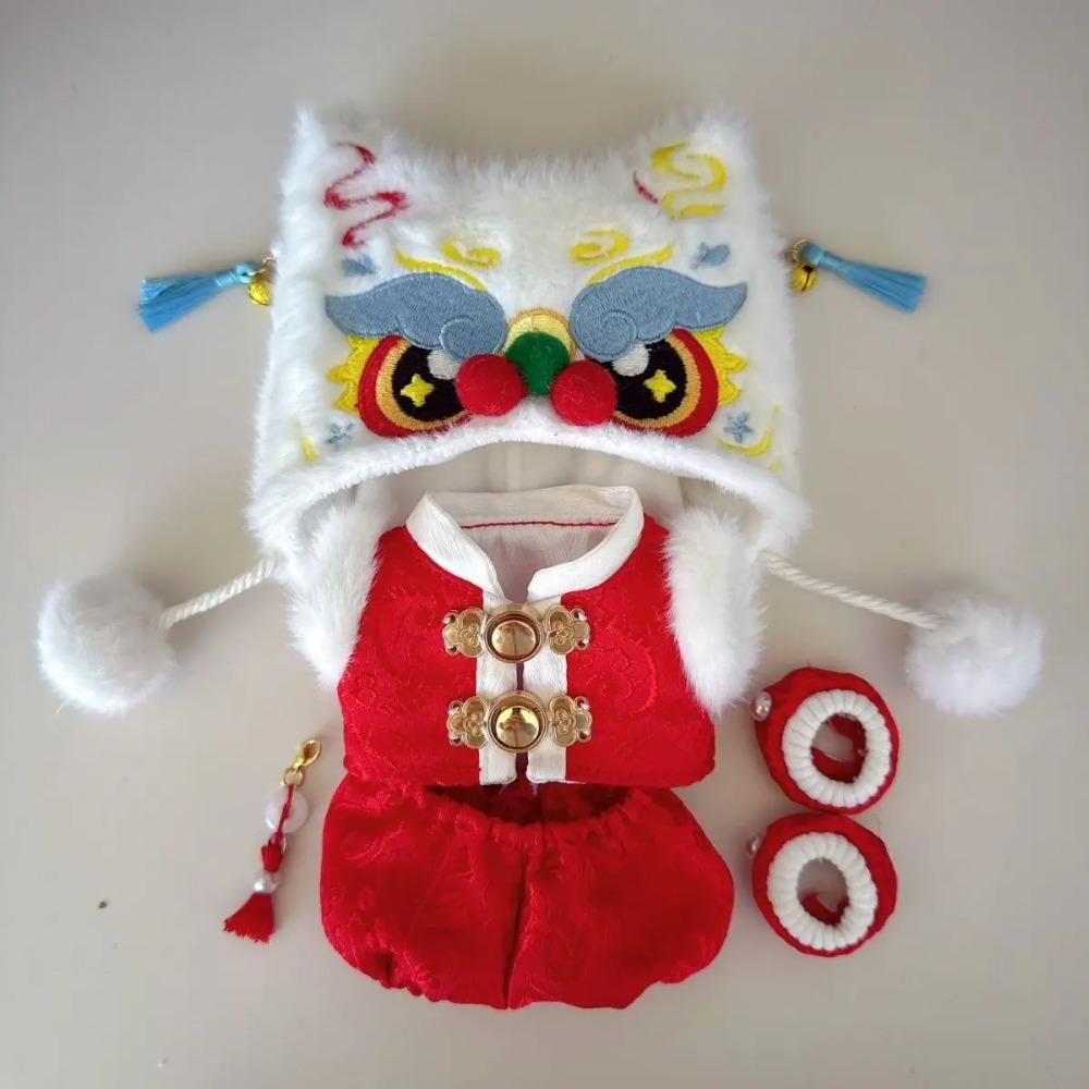 Новогодний наряд Для куклы labubu 17см Одежда для кукол Китайский Весенний Фестиваль антикварная одежда Для куклы labubu Аксессуары