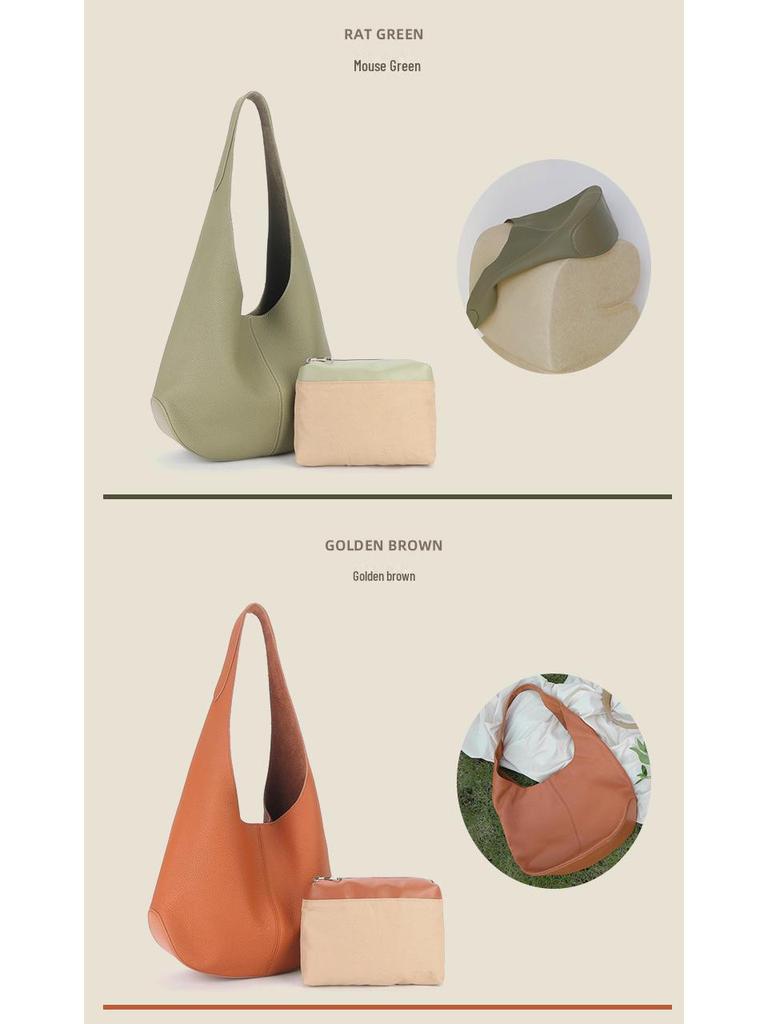 Женская сумка-тоут из натуральной кожи, модная, простая, ленивая, большая вместимость, высококачественный дизайн на одно плечо под мышкой