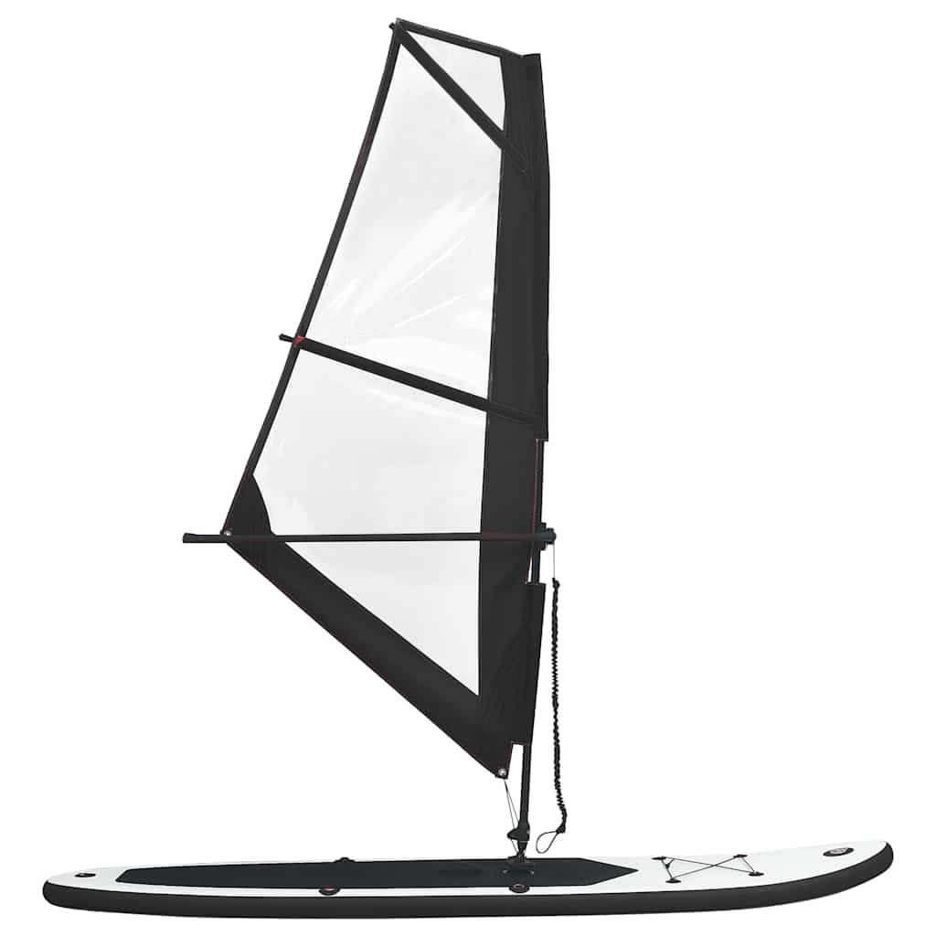 Inflatable SUP Board with Sail Set Black and White