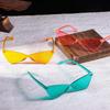 Triangle Cat Eye Sunglasses Vintage Colored Transparent Rimless Candy Color Shades One Piece Sun Glasses for Adults