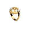 Gucci Hollow Design Fashion Jewelry Metal Crystal Resin Pearl Ring Unisex rings Gold 797405JCF27