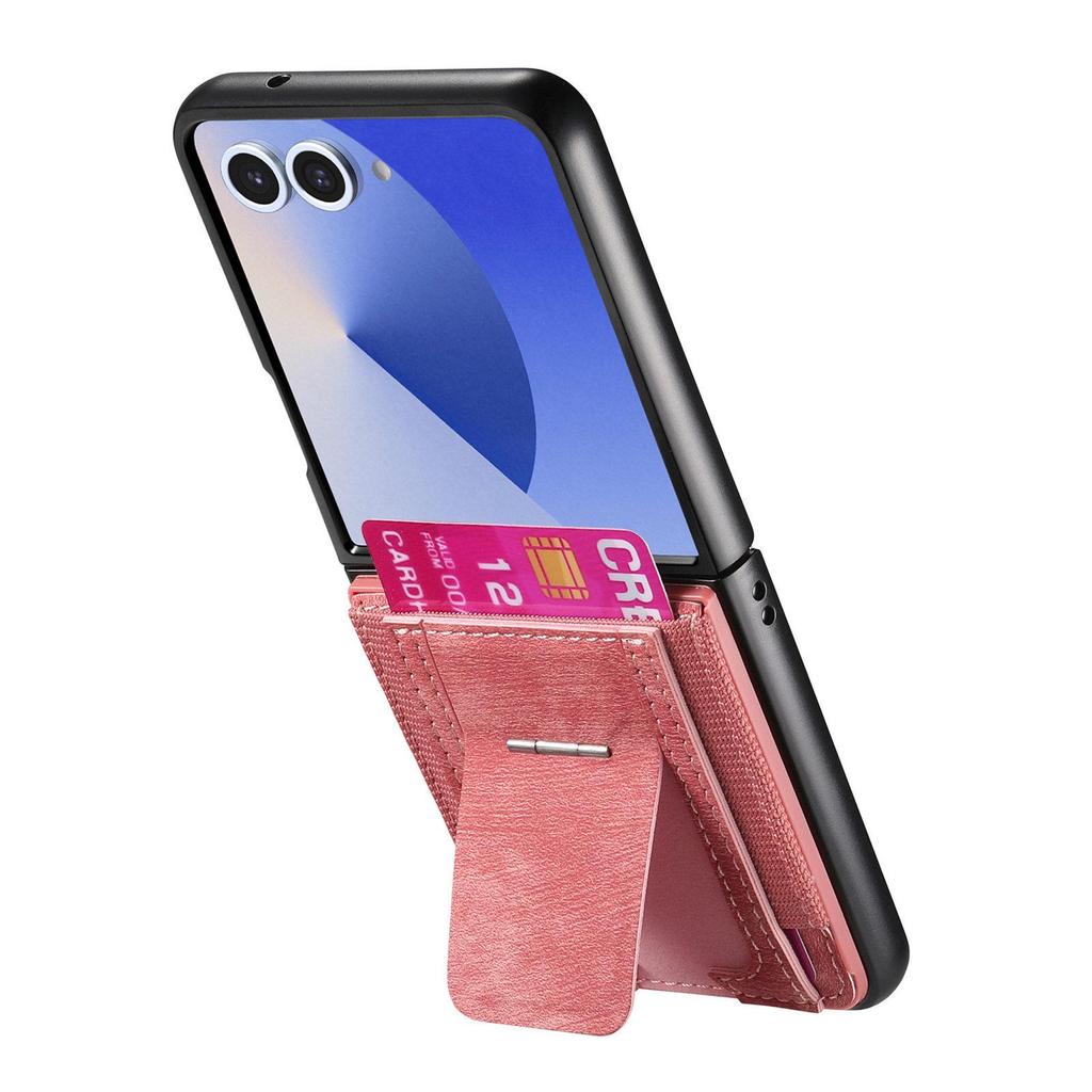 Кожаный чехол для телефона Samsung Z Flip 7/6 со слотом для карт и защитой от падения для складного экрана