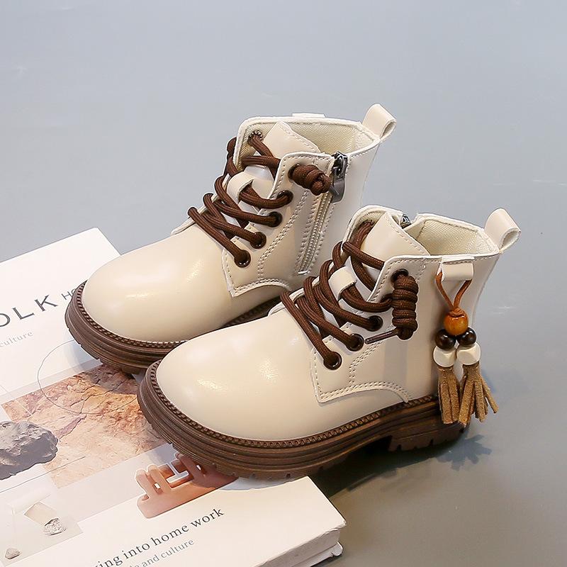 Kids British Martin Boots Solid Leather Ankle Boots for Boys and Girls Spring Autumn Fashion