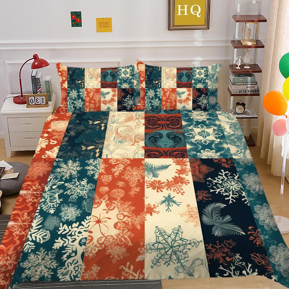 Рождественская печать 3D-печать Полиэстеровая наволочка Пододеяльник Набор из двух или трех предметов