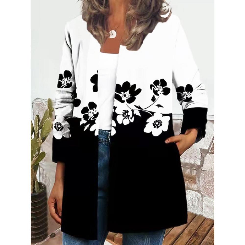 GMXIA Осень-зима винтажный этнический стиль принт большой размер куртка кардиган женская одежда