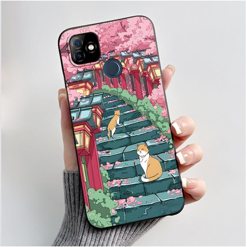 Casing For ITEL P36 Play L6005 Case ITEL Vision 1 Back Cover Aesthetic Cute Cat Fashion Cartoon Soft Black Silicone Phone Case