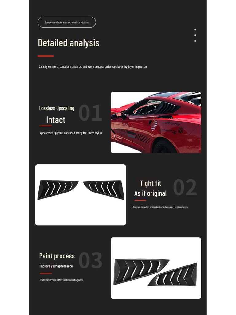 Rear Triangle Window Louvers for Chevrolet Corvette C7 (2014-2019)